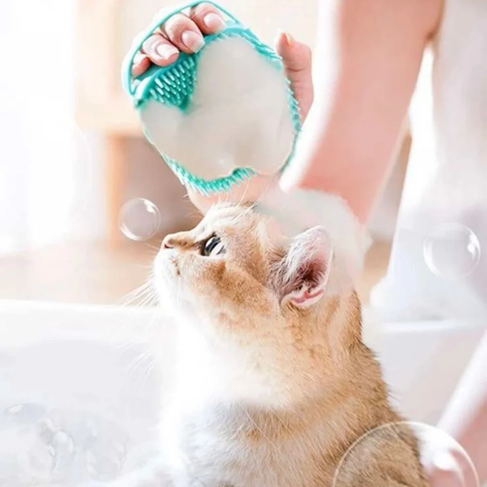 1 Pc Pet Wash Brush Shampoo Massager Shower Soft Silicon Bath Brush